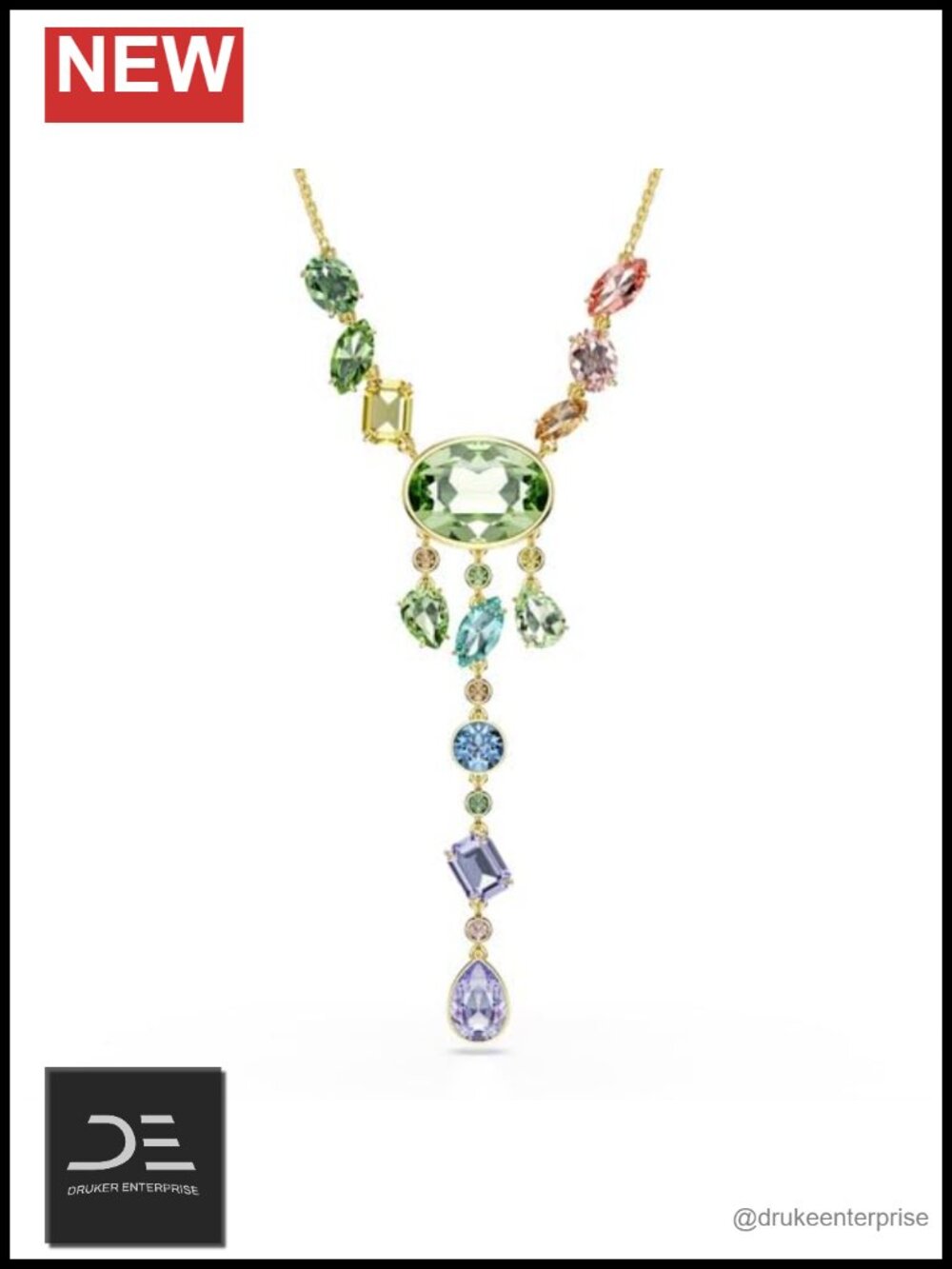 Swarovski Crystal Pendant Necklace Rhodium Plated Lobster Clasp Modern